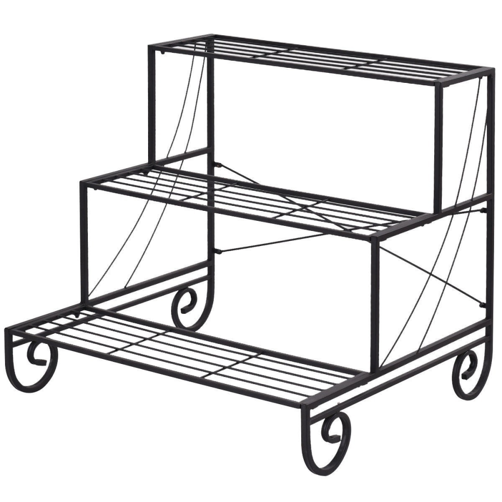 3 Tier Outdoor Metal Garden Planter Holder Shelf www.wallandroom.com