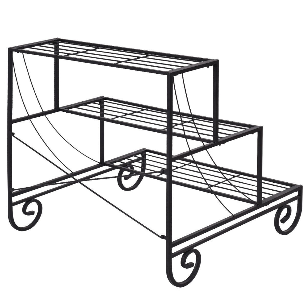 3 Tier Outdoor Metal Garden Planter Holder Shelf www.wallandroom.com