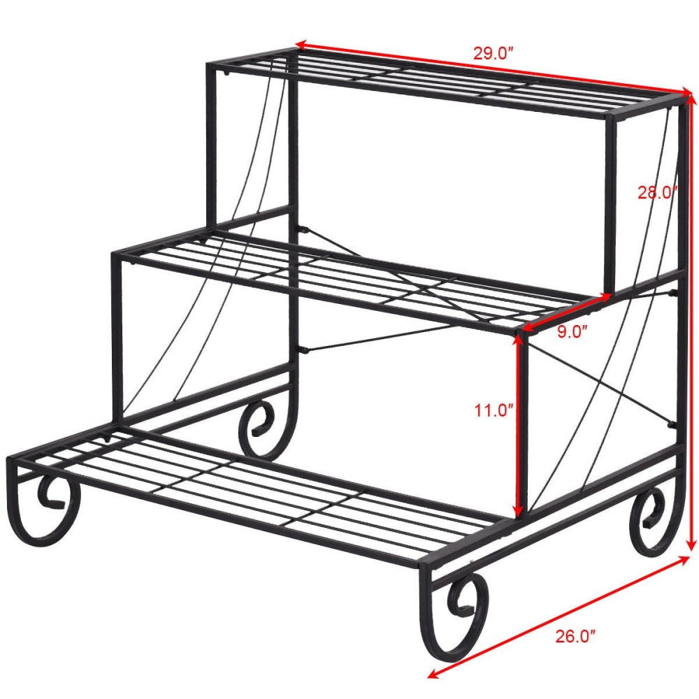 3 Tier Outdoor Metal Garden Planter Holder Shelf www.wallandroom.com
