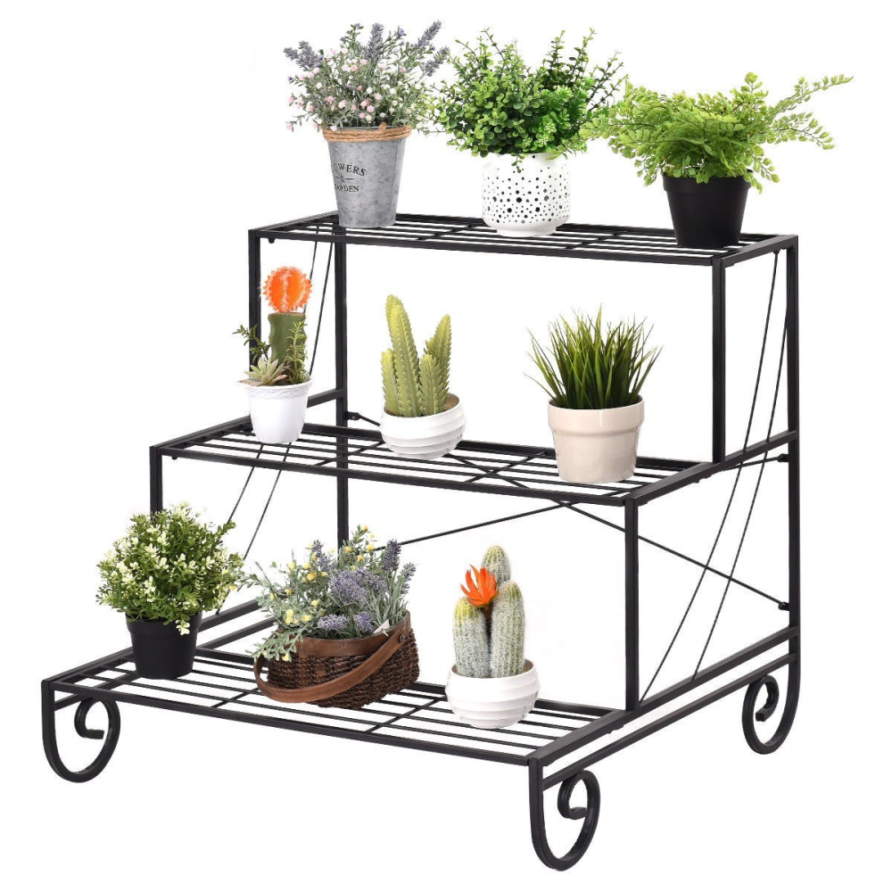 3 Tier Outdoor Metal Garden Planter Holder Shelf www.wallandroom.com