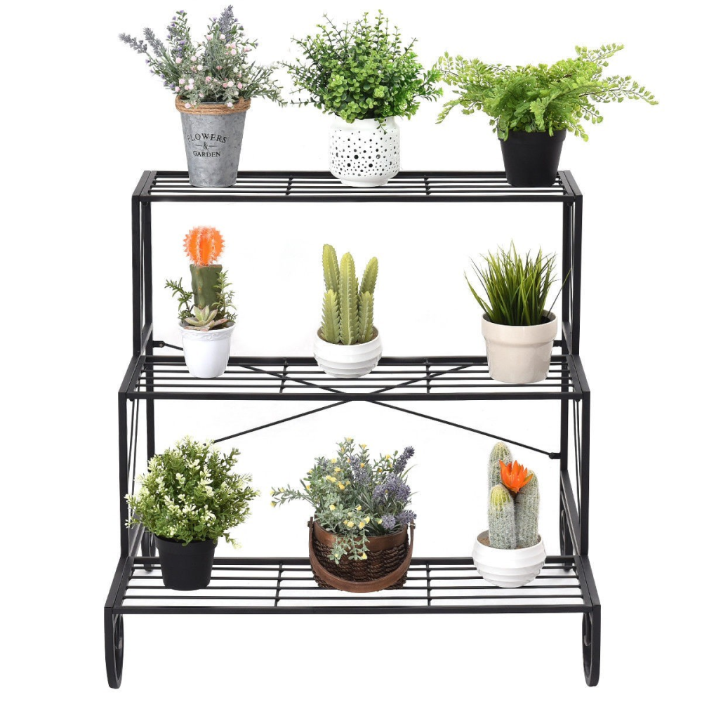 3 Tier Outdoor Metal Garden Planter Holder Shelf www.wallandroom.com