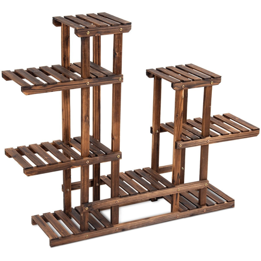 6 Tier Wooden Shelf Storage Plant Rack Stand www.wallandroom.com