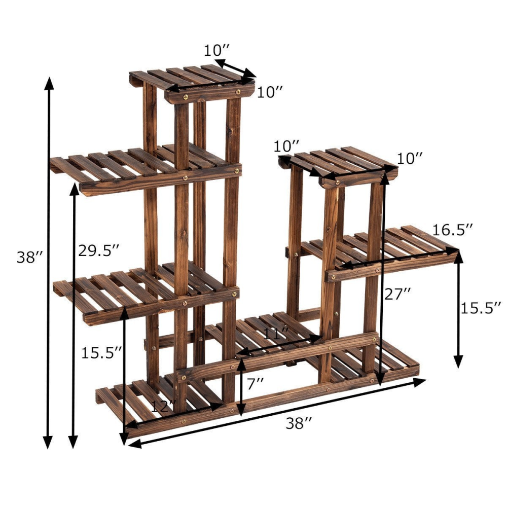 6 Tier Wooden Shelf Storage Plant Rack Stand www.wallandroom.com
