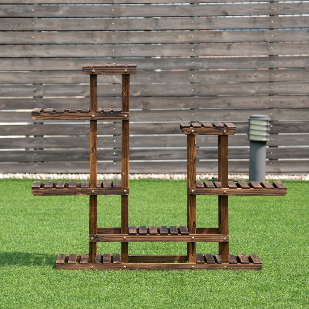 6 Tier Wooden Shelf Storage Plant Rack Stand www.wallandroom.com