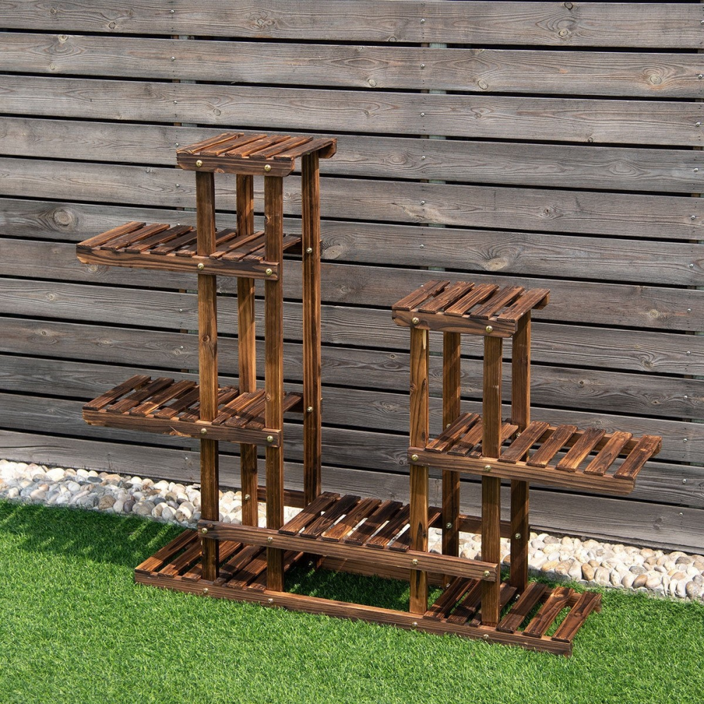 6 Tier Wooden Shelf Storage Plant Rack Stand www.wallandroom.com
