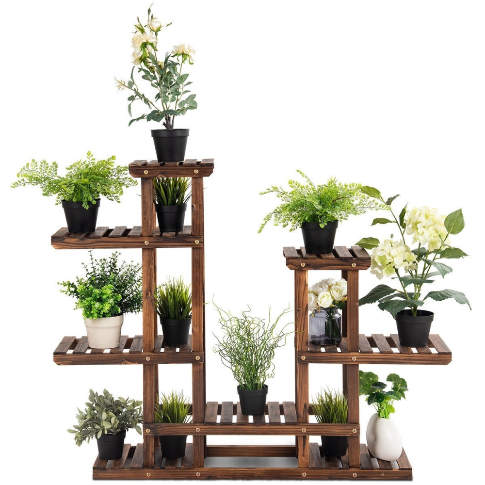 6 Tier Wooden Shelf Storage Plant Rack Stand www.wallandroom.com