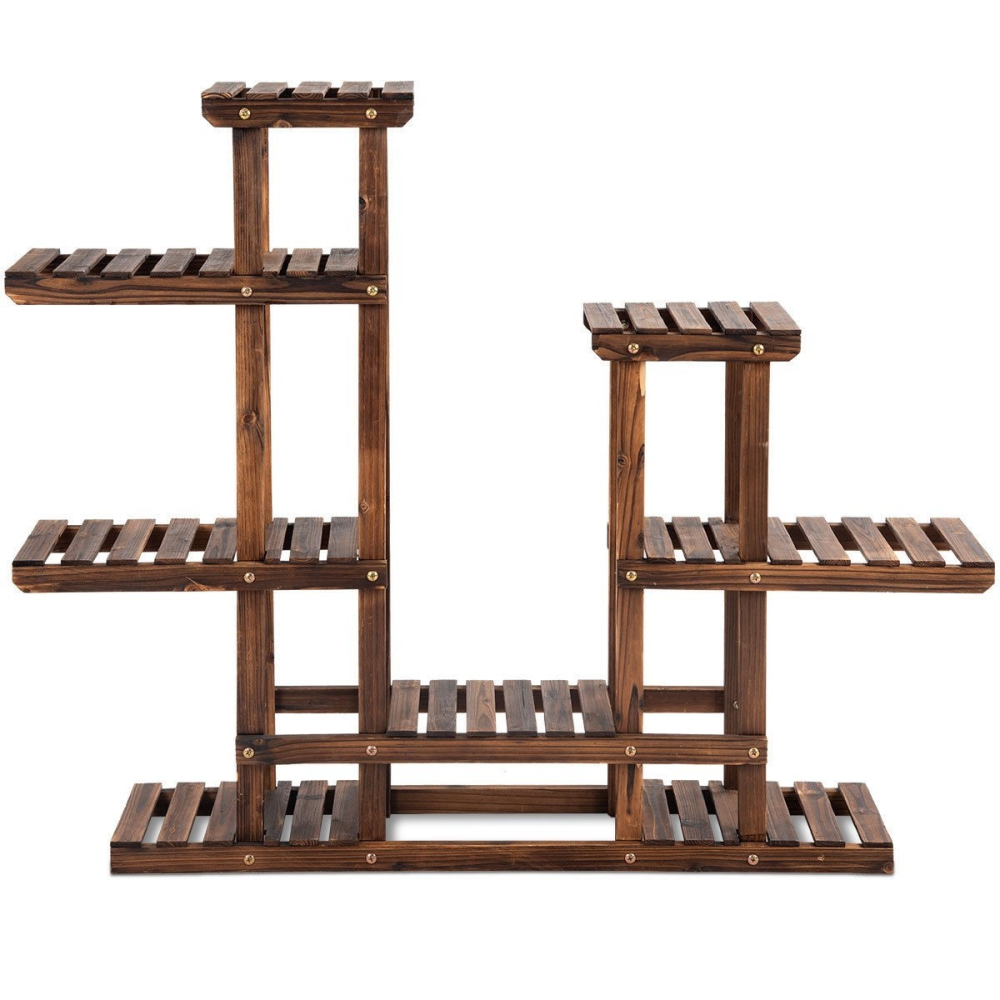 6 Tier Wooden Shelf Storage Plant Rack Stand www.wallandroom.com