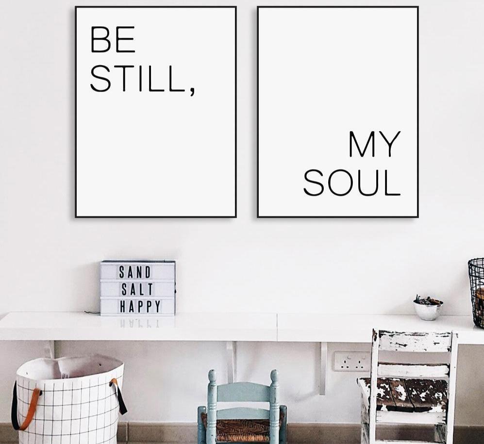 Be Still My Soul Motivational Quote Minimalism Art Canvas Poster Painting Wall Picture Print Modern Home Decoration Room Decor 