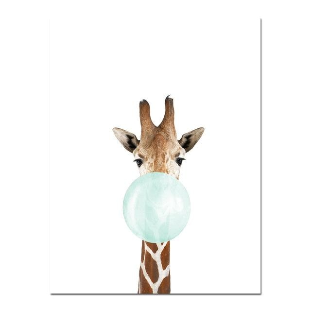 Canvas Print Blue Bubble Gum Animals  - Wall Art (Unframed) - wallandroom.com