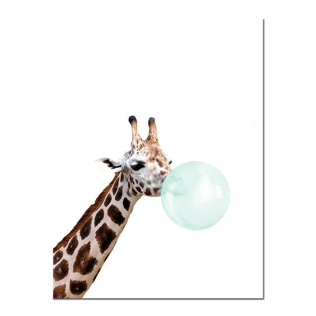 Canvas Print Blue Bubble Gum Animals  - Wall Art (Unframed) - wallandroom.com