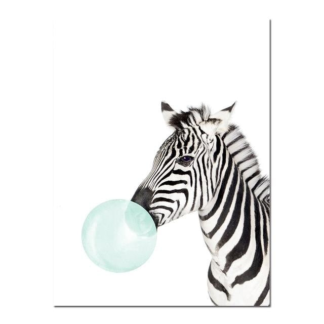 Canvas Print Blue Bubble Gum Animals  - Wall Art (Unframed) - wallandroom.com