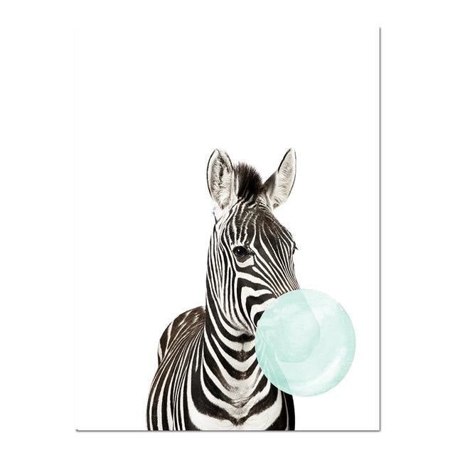 Canvas Print Blue Bubble Gum Animals  - Wall Art (Unframed) - wallandroom.com