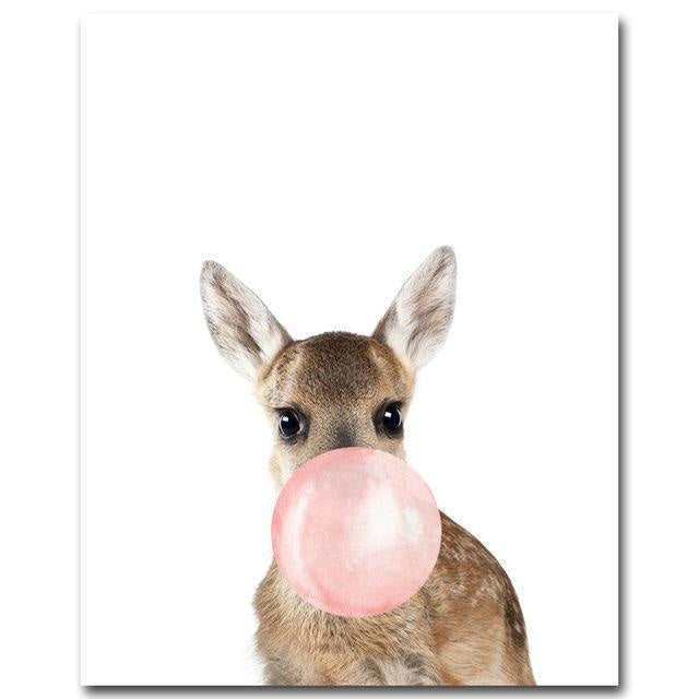 Canvas Print Bubble Gum Animals  - Wall Art (Unframed) - wallandroom.com
