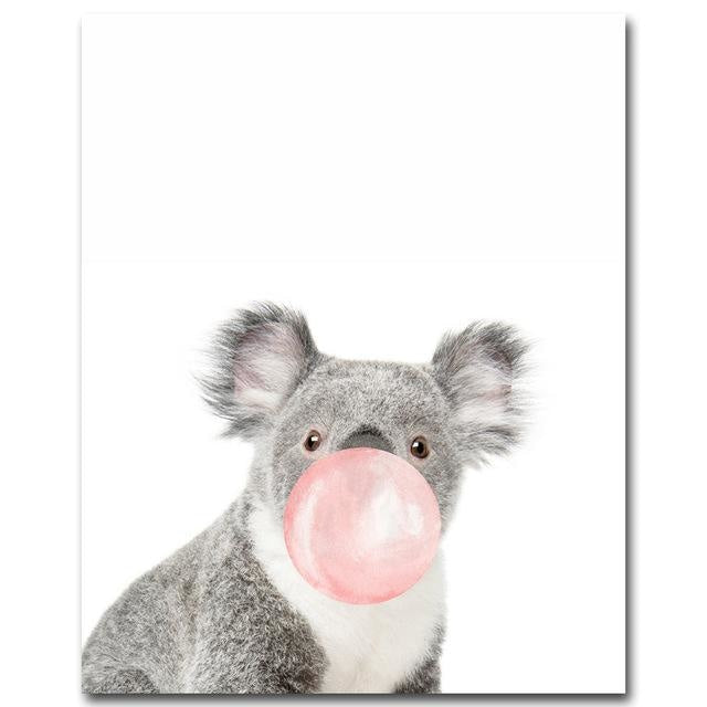 Canvas Print Bubble Gum Animals  - Wall Art (Unframed) - wallandroom.com