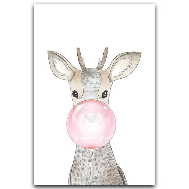 Canvas Print Bubble Gum Forest Animals  - Wall Art (Unframed) - wallandroom.com