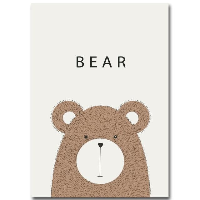 Canvas Print Drawn Animals  - Kids &amp; Nursery Wall Art (Unframed) - wallandroom.com