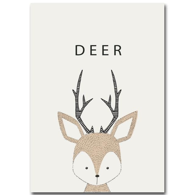 Canvas Print Drawn Animals  - Kids &amp; Nursery Wall Art (Unframed) - wallandroom.com
