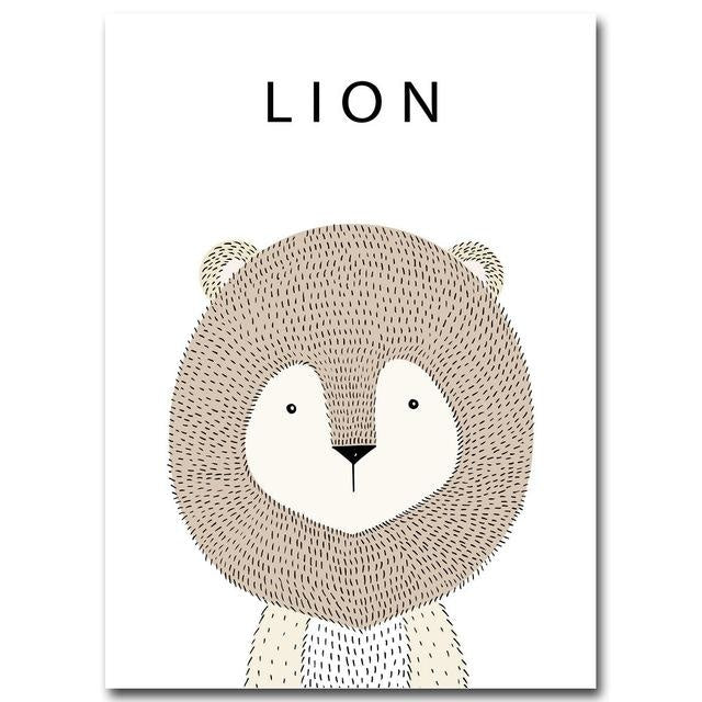 Canvas Print Drawn Animals  - Kids &amp; Nursery Wall Art (Unframed) - wallandroom.com