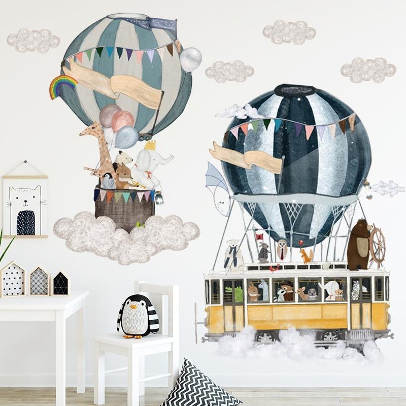 Cartoon Hot air balloon series Wall Stickers Kids room Kindergarten Baby room Wall Decals Eco-friendly DIY Art Vinyl Murals 