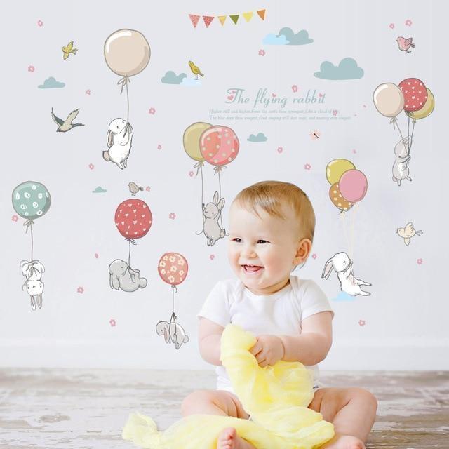Cartoon Hot air balloon series Wall Stickers Kids room Kindergarten Baby room Wall Decals Eco-friendly DIY Art Vinyl Murals A / Large 