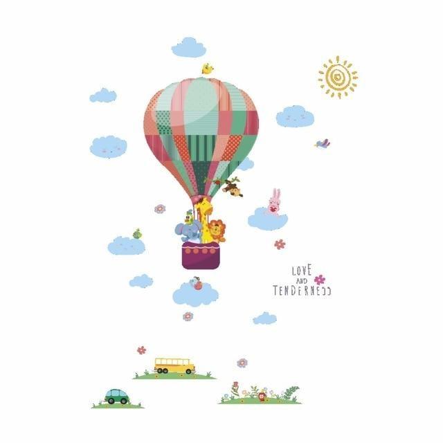 Cartoon Hot air balloon series Wall Stickers Kids room Kindergarten Baby room Wall Decals Eco-friendly DIY Art Vinyl Murals I / Large 