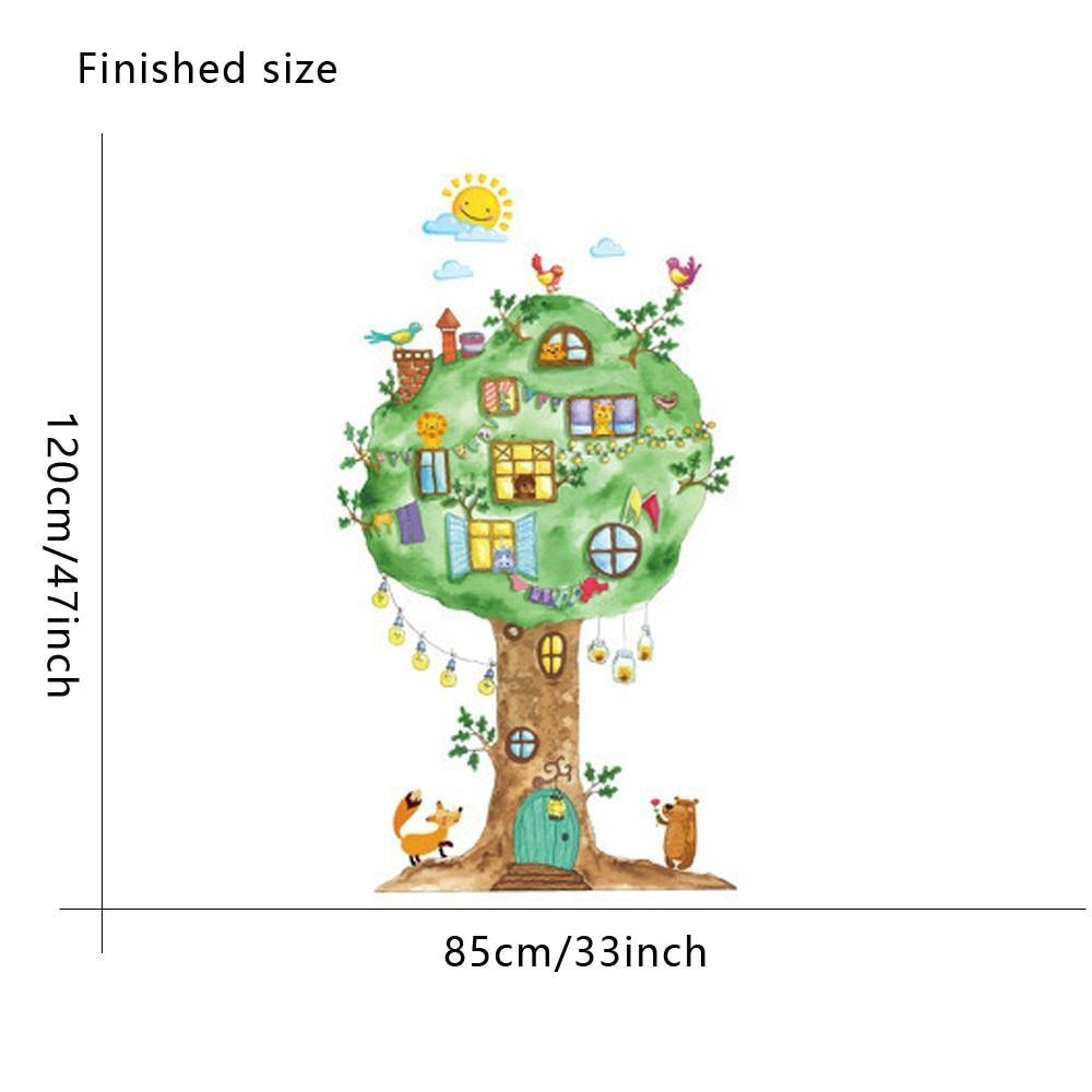 Cartoon Tree House Vinyl Wall Stickers for Kids room Kindergarten Baby room Wall Decoration Home Decor Art Decals Mural dc8 