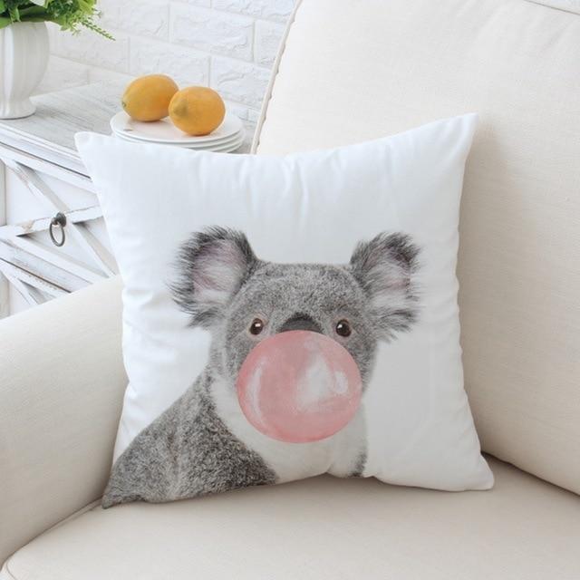 Pillow Case Cute Animal Bubble Gum Printing Pillowcase Car Sofa Decor Fashion Creative Funny Giraffe Zebra Printed Cushion Cover Koala / 