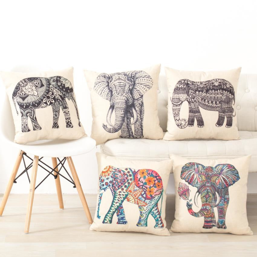 Elephant Cushion Covers - Decorative Throw Pillow Covers - wallandroom.com