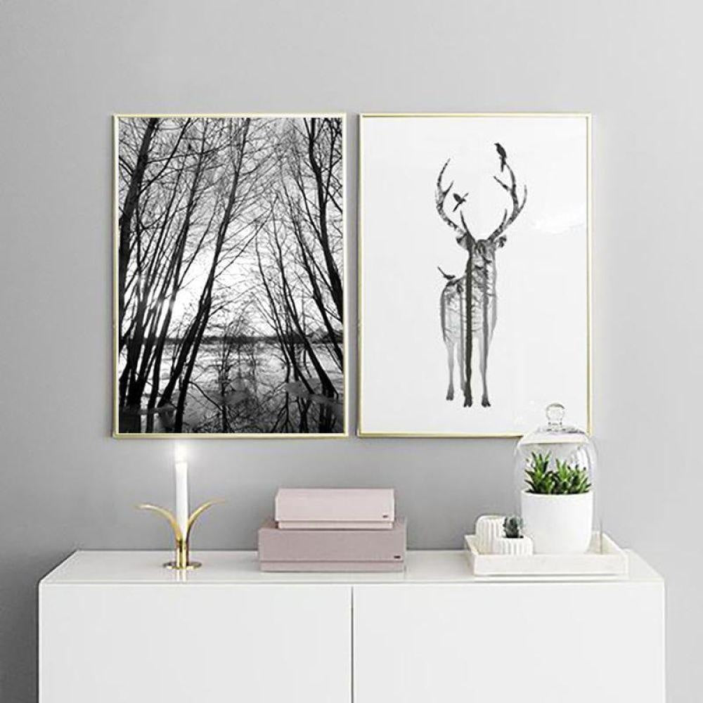 Forest And Deer Prints - Nature Wall Art (Unframed) - wallandroom.com