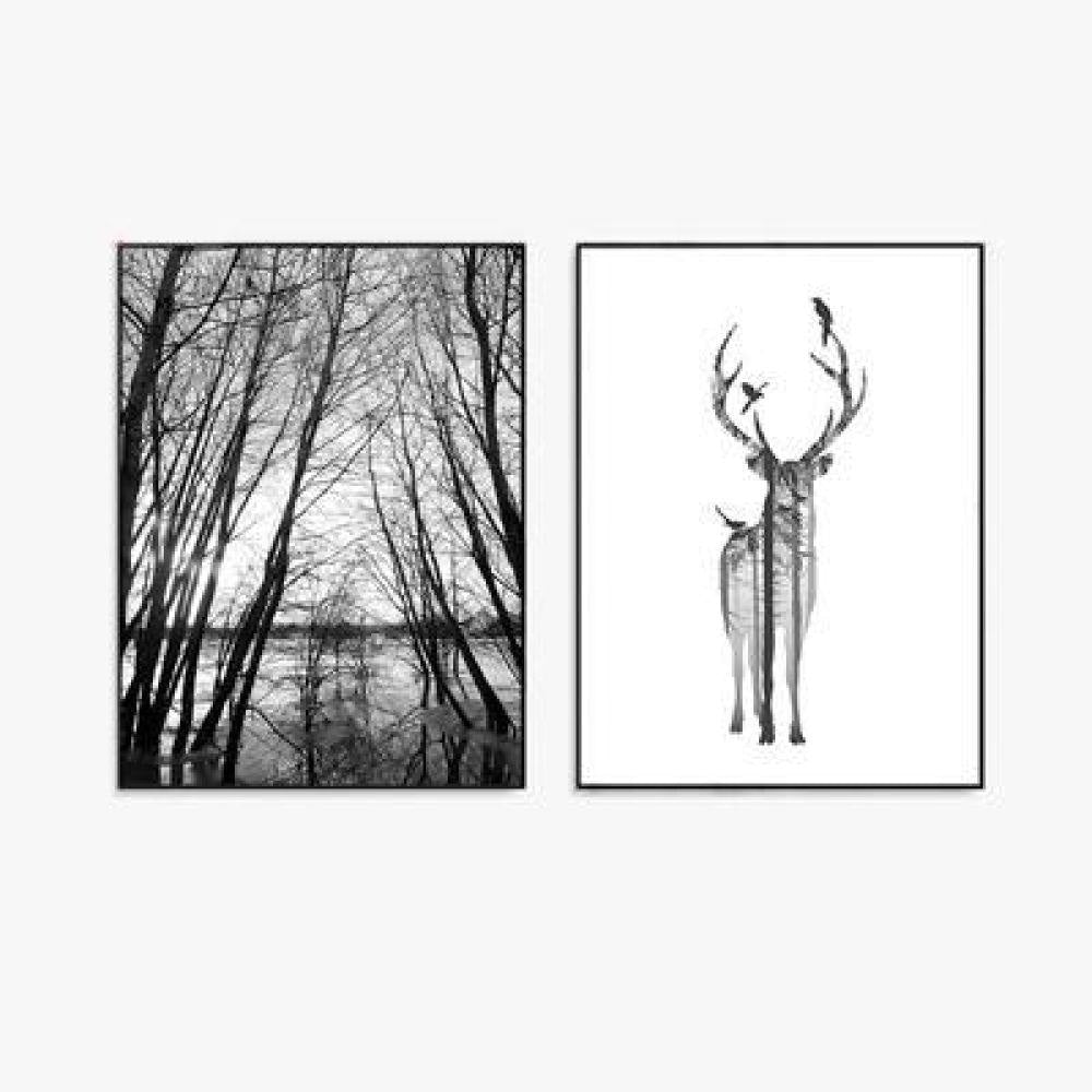 Forest And Deer Prints - Nature Wall Art (Unframed) - wallandroom.com