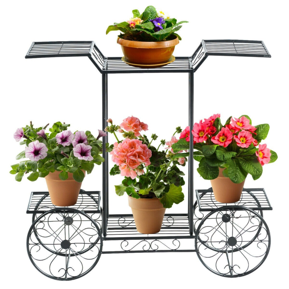 6-Tier Garden Cart Flower Rack Display Decor Pot Plant Holder www.wallandroom.com