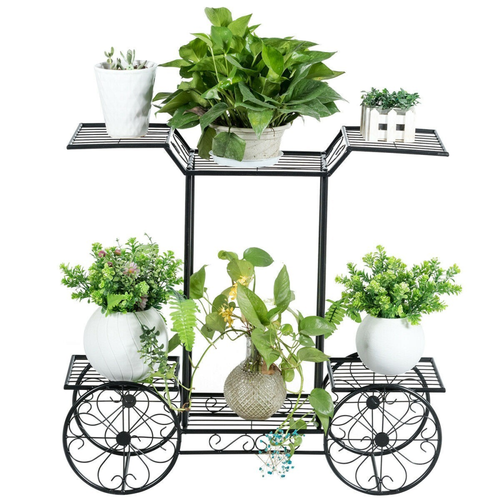 6-Tier Garden Cart Flower Rack Display Decor Pot Plant Holder www.wallandroom.com