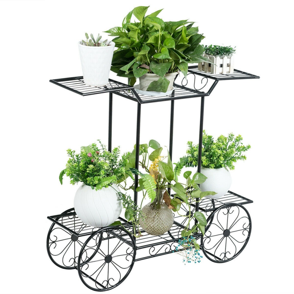 6-Tier Garden Cart Flower Rack Display Decor Pot Plant Holder www.wallandroom.com