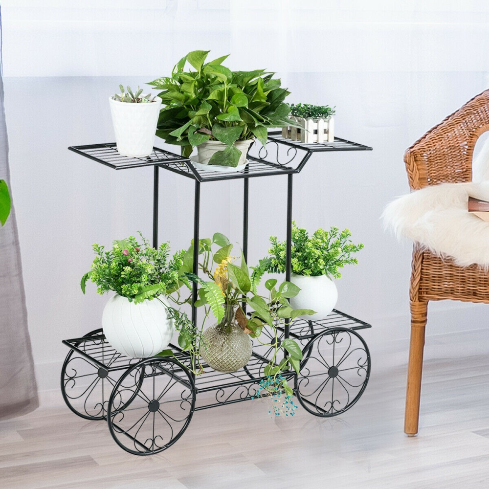 6-Tier Garden Cart Flower Rack Display Decor Pot Plant Holder www.wallandroom.com