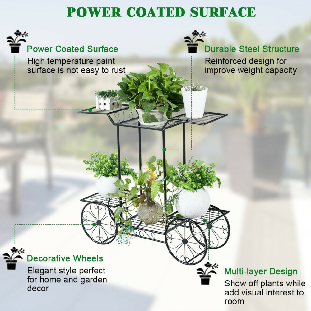 6-Tier Garden Cart Flower Rack Display Decor Pot Plant Holder www.wallandroom.com