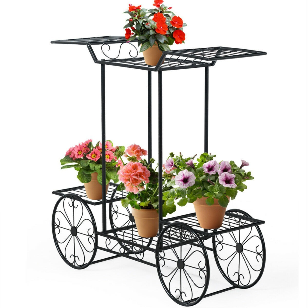 6-Tier Garden Cart Flower Rack Display Decor Pot Plant Holder www.wallandroom.com