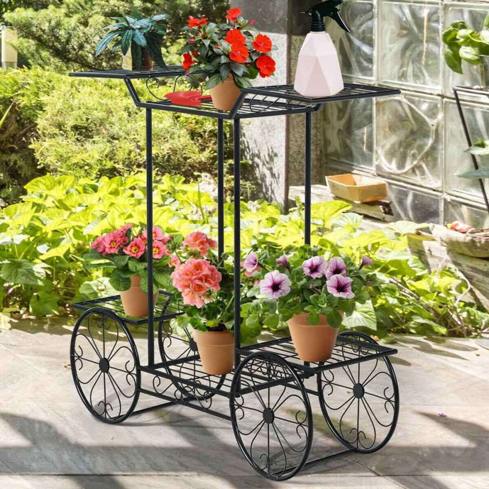 6-Tier Garden Cart Flower Rack Display Decor Pot Plant Holder www.wallandroom.com