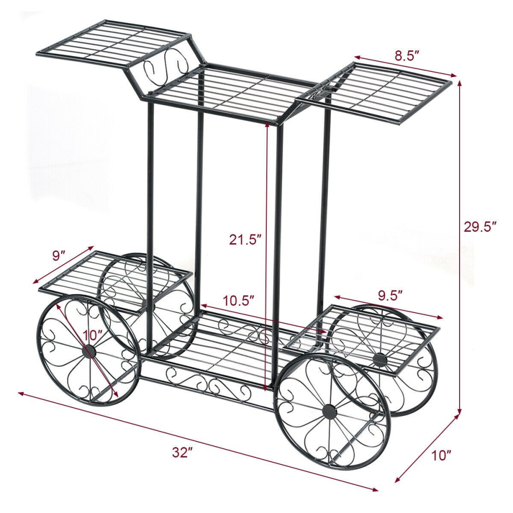 6-Tier Garden Cart Flower Rack Display Decor Pot Plant Holder www.wallandroom.com
