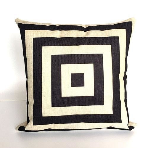Geometric Cushion Covers - Black and Beige Throw Pillow Covers - wallandroom.com