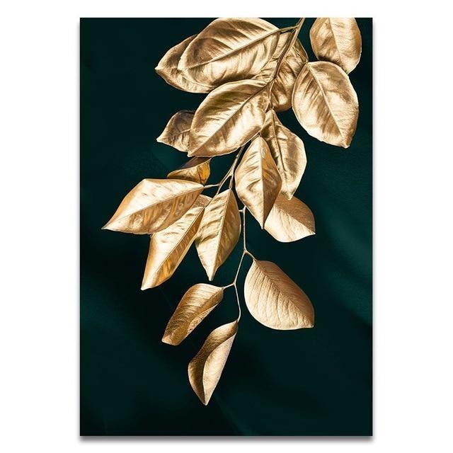 Gold Leaves Canvas Print - Nature Wall Art (Unframed) Small / B www.wallandroom.com