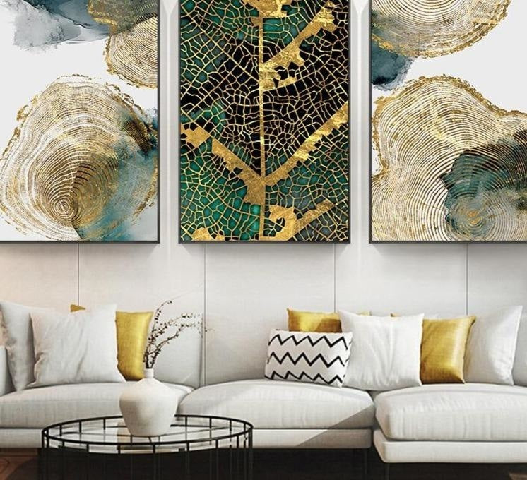 Golden Leaf and Trunk Canvas Print - Abstract Wall Art (Unframed) www.wallandroom.com