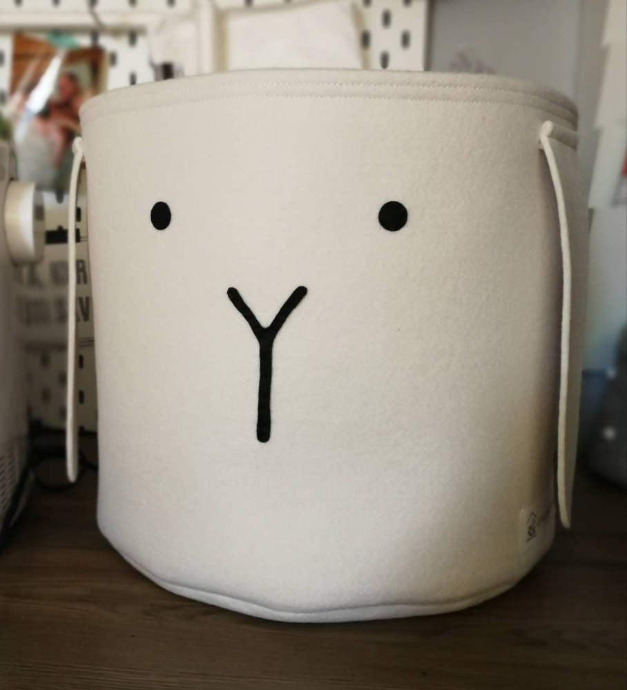 Handmade Nordic inspired felt bunny toy storage for kids room www.wallandroom.com