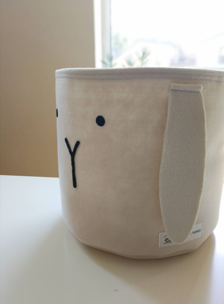 Handmade Nordic inspired felt bunny toy storage for kids room www.wallandroom.com