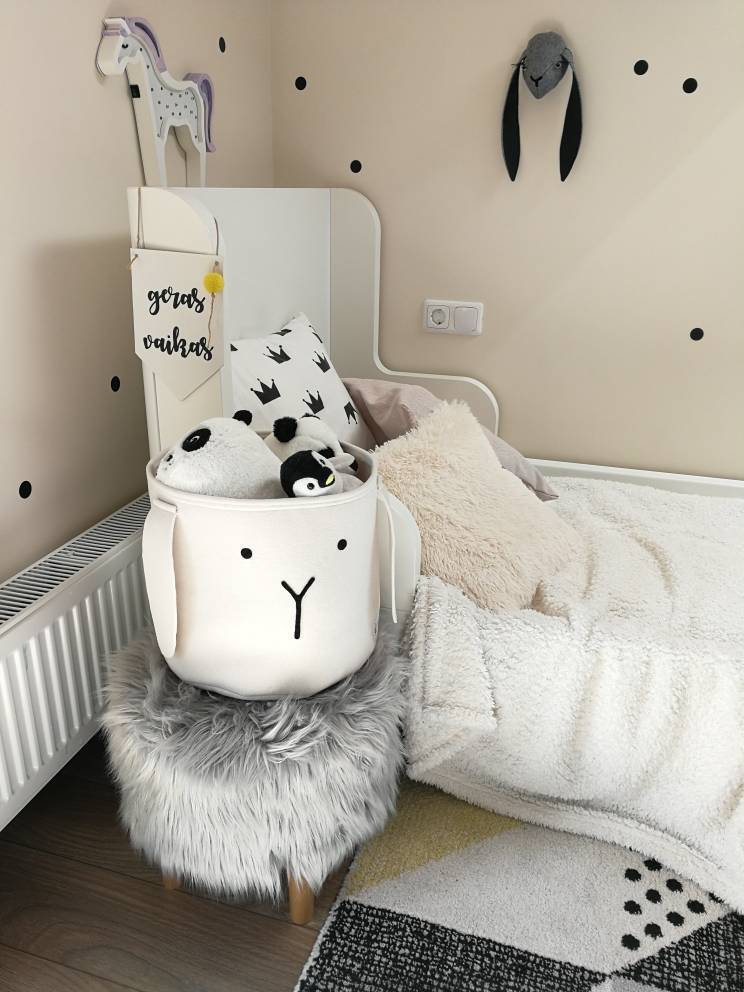 Handmade Nordic inspired felt bunny toy storage for kids room www.wallandroom.com