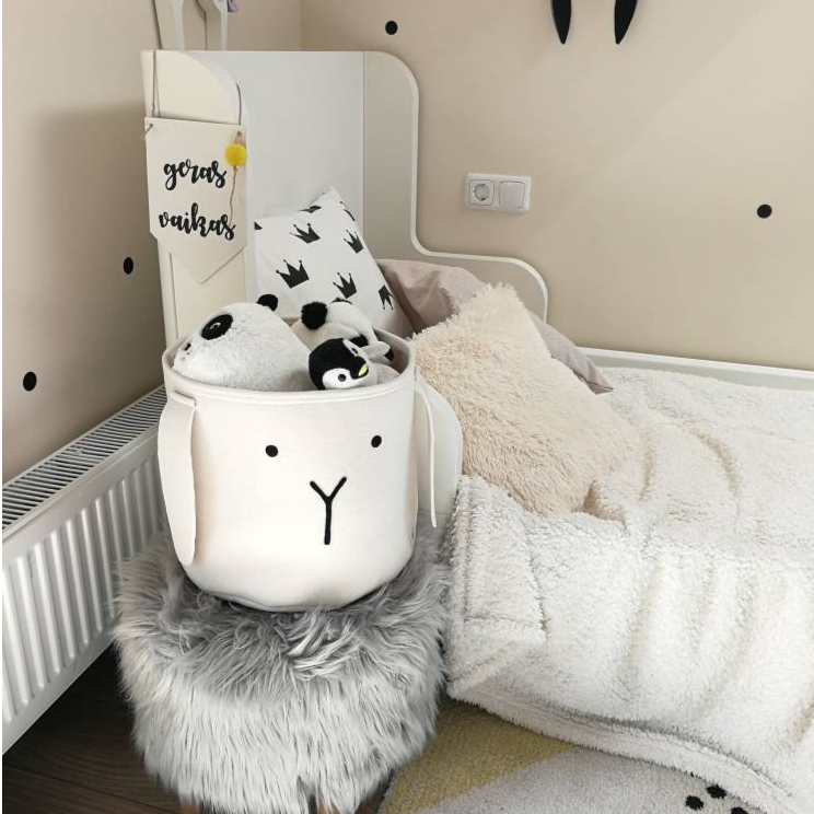 Handmade Nordic inspired felt bunny toy storage for kids room www.wallandroom.com