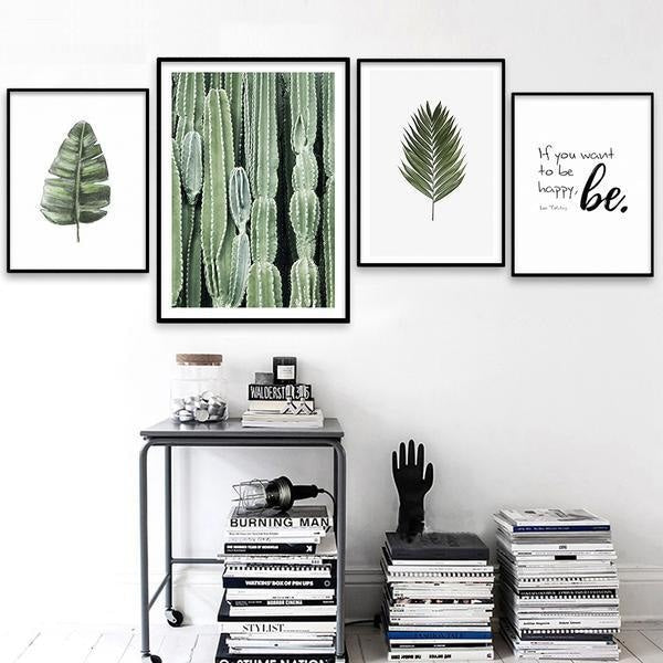 Leaves Cactus Canvas Prints - Wall Art (Unframed) - wallandroom.com