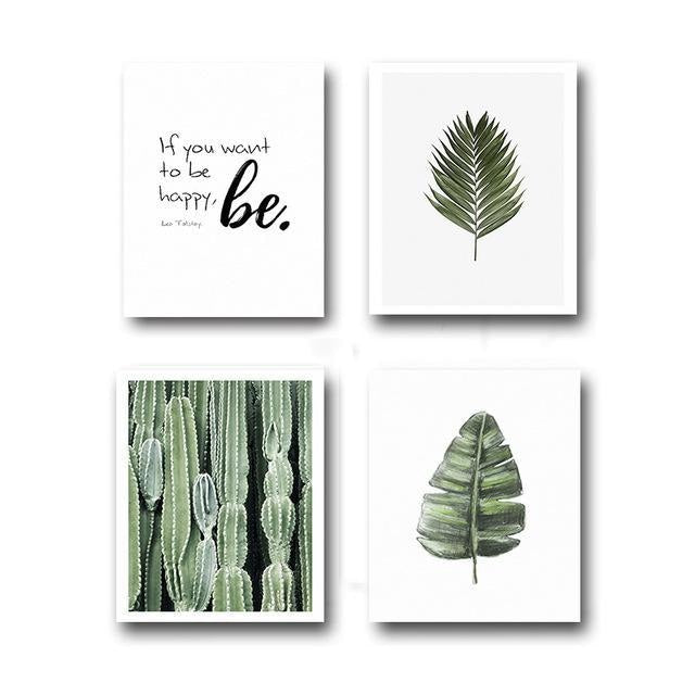 Leaves Cactus Canvas Prints - Wall Art (Unframed) - wallandroom.com