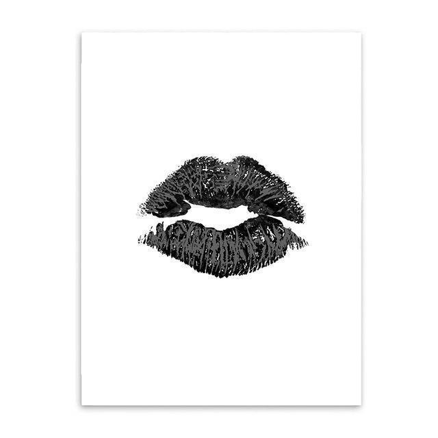 Lip &amp; Quote Canvas Print - Unframed Minimalistic Wall Art - wallandroom.com