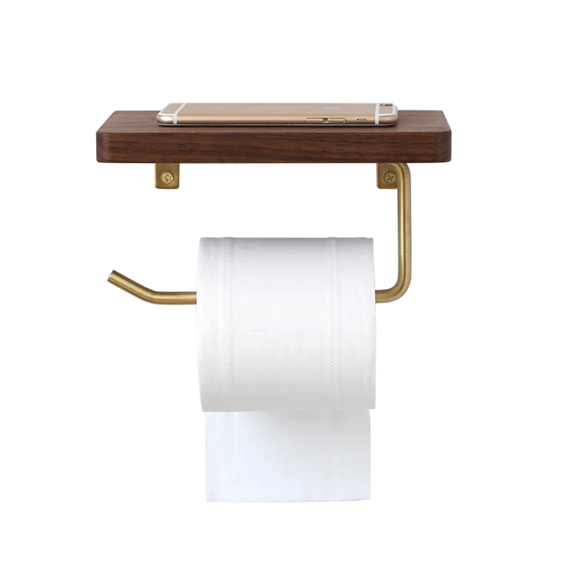 Luxury Wooden Toilet Roll And Towel Holder - Versatile Bathroom Rack www.wallandroom.com