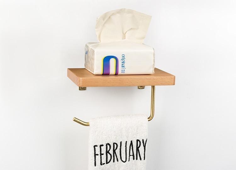 Nordic Luxury Paper Towel Rack Wooden Tissue Paper Storage Holder Toilet Roll Paper Holder Bathroom Organizer Tools Wall Decor 